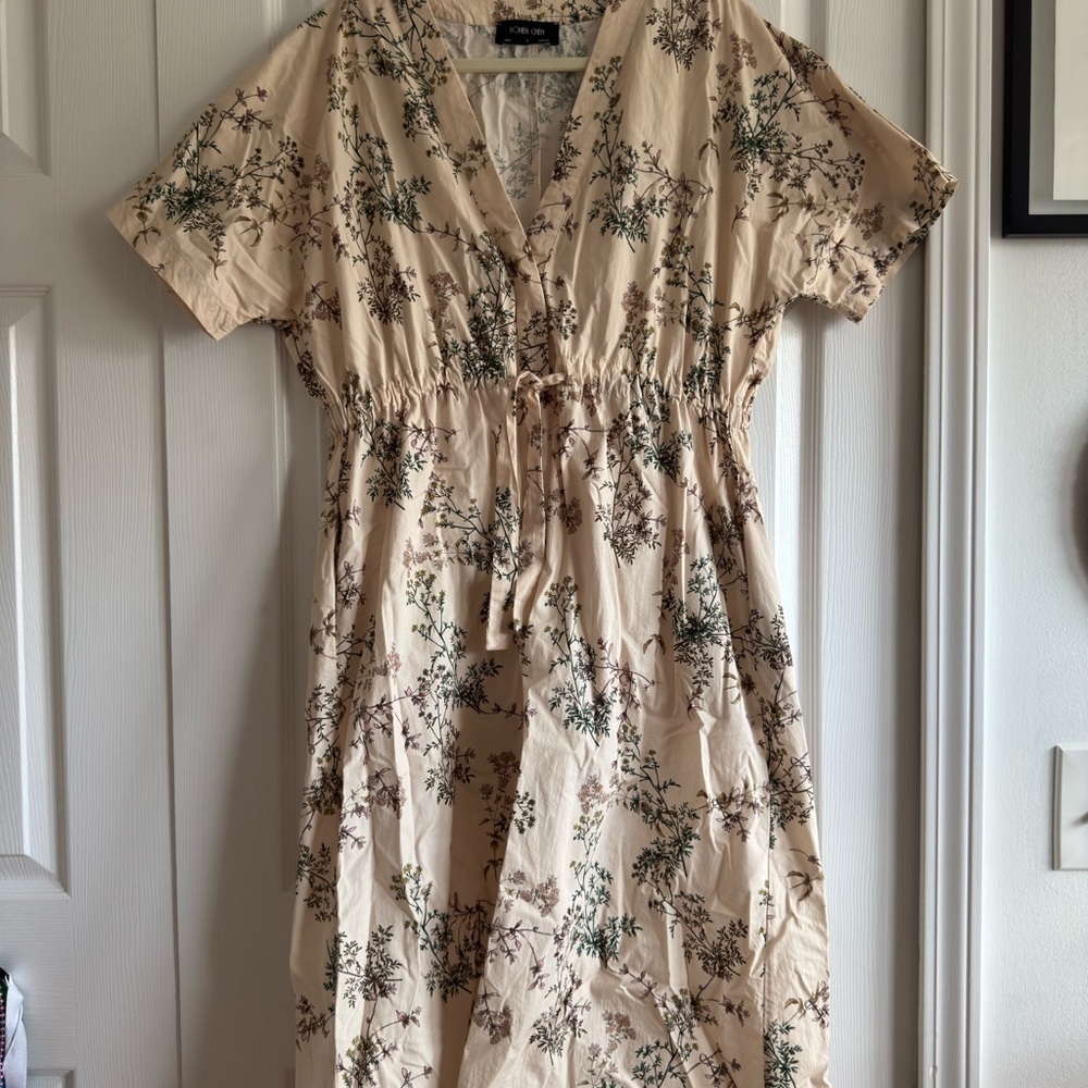 Floral Beige Midi Dress